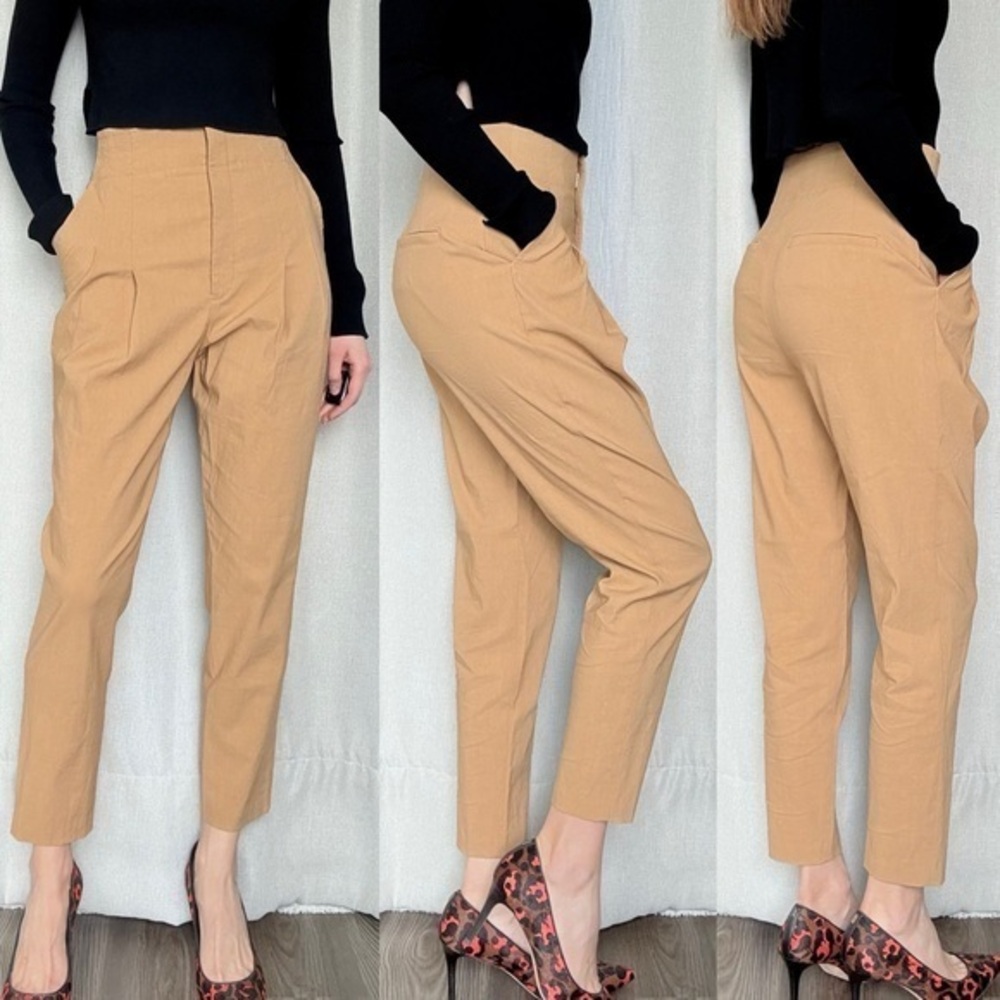 A.L.C. Linen Blend Beige Tapered Ankle Trousers Pants S (4)